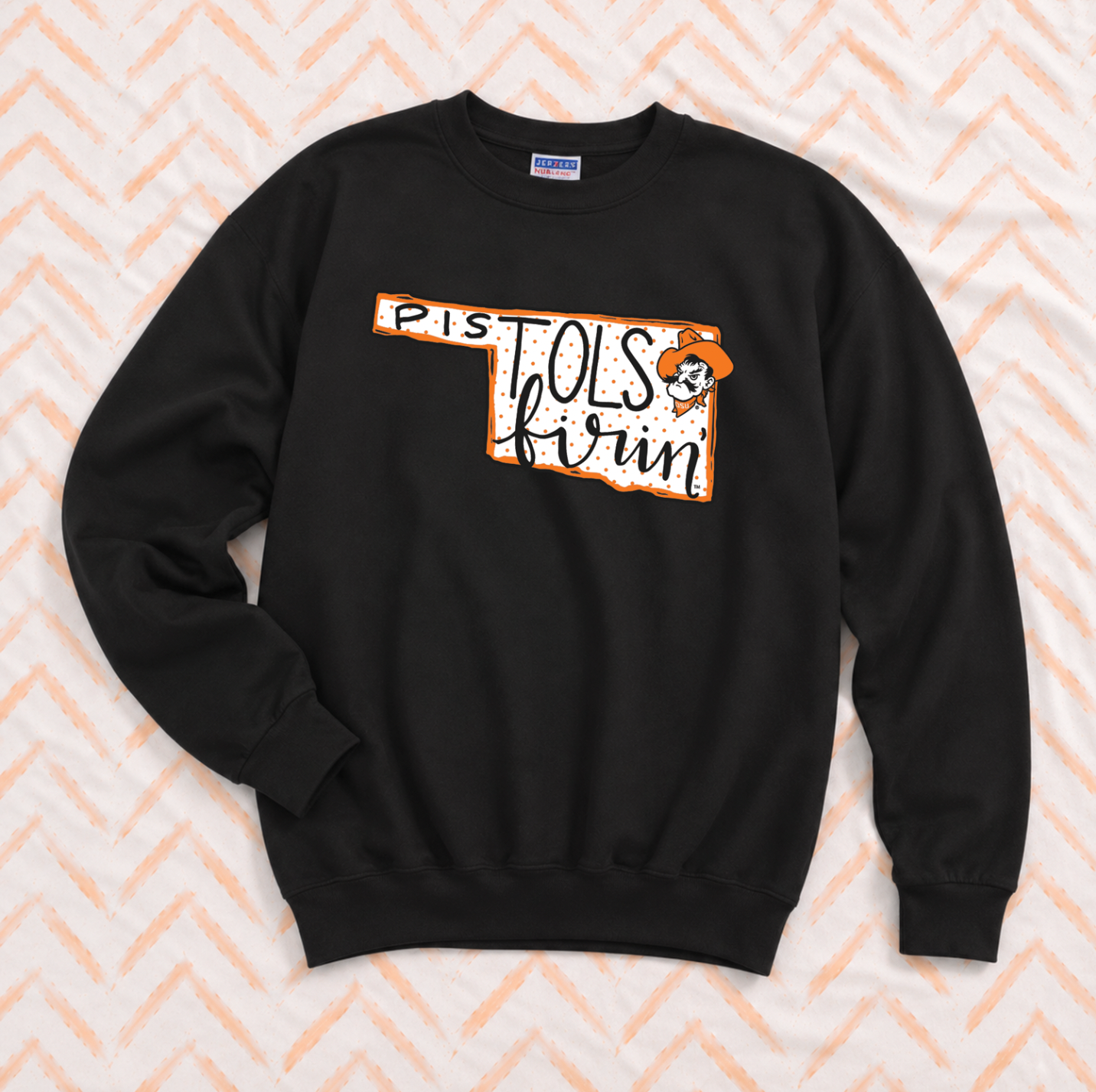 OK STATE 2026: Pistols Firin State Shape with Polkadots (SWEATSHIRT)