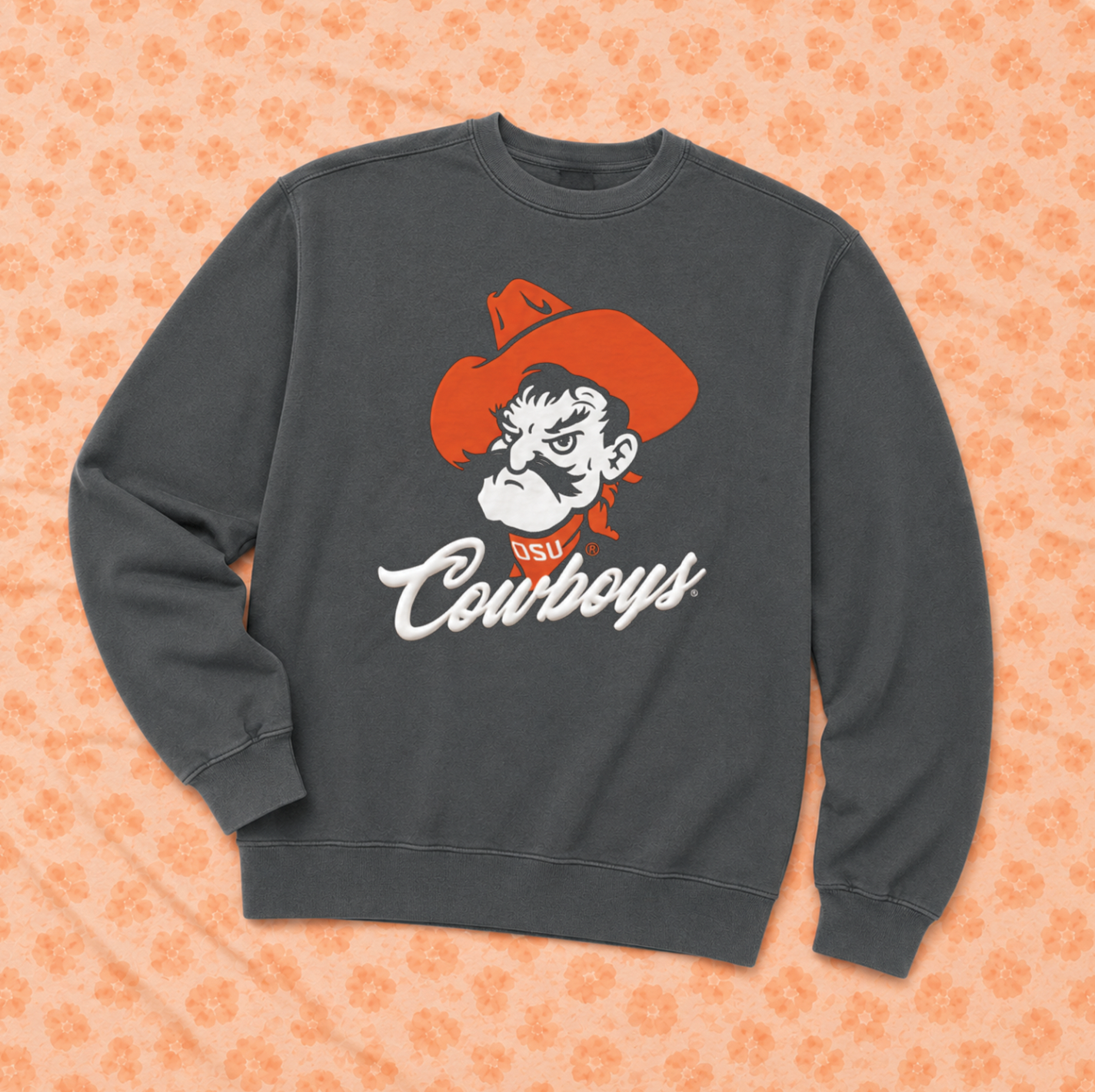 OK STATE 2026: Pistol Pete Cowboys Script *PUFF PRINT* (COMFORT COLORS SWEATSHIRT)