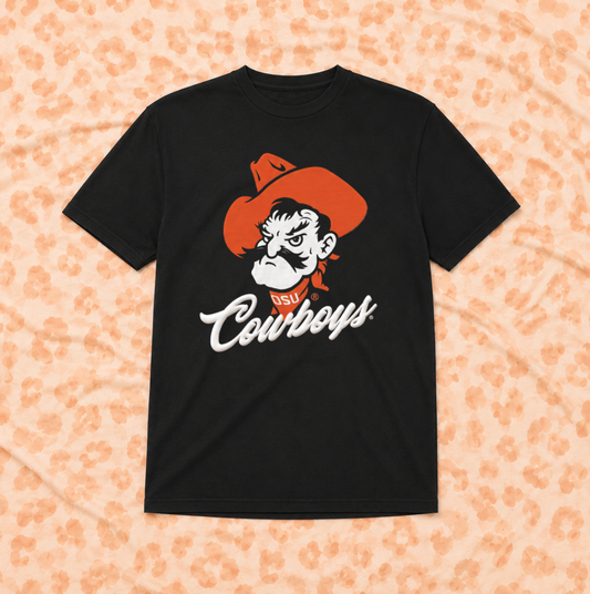 OK STATE 2026: Pistol Pete Cowboys Script *PUFF PRINT* (COMFORT COLORS SHORTSLEEVE)