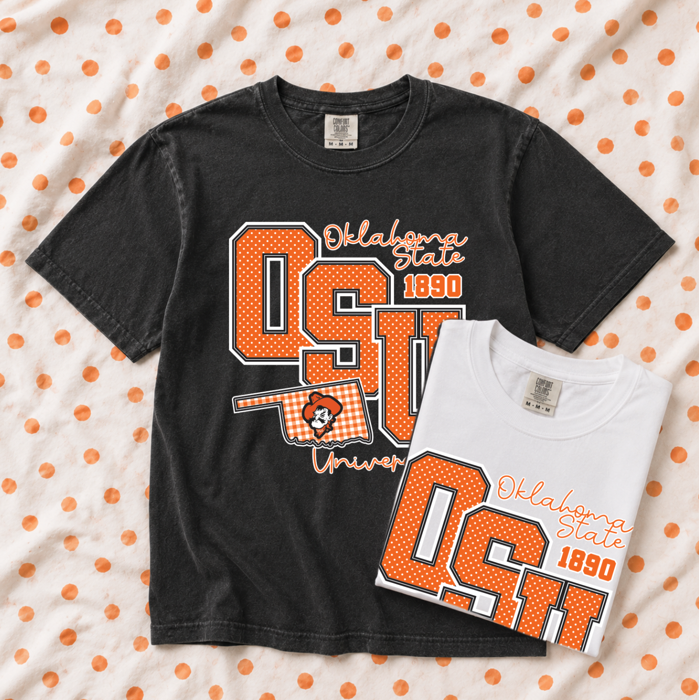 OK STATE 2026: Big OSU Polkadot & Gingham (COMFORT COLORS SHORTSLEEVE)