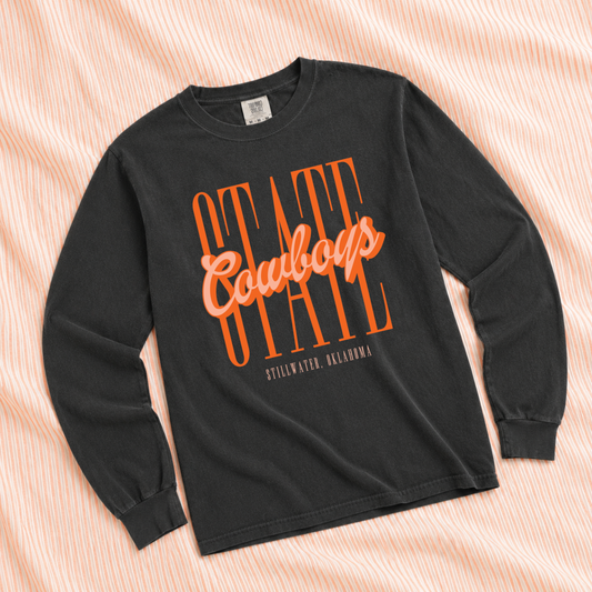 OK STATE 2026: STATE Cowboys Script (COMFORT COLORS LONGSLEEVE)
